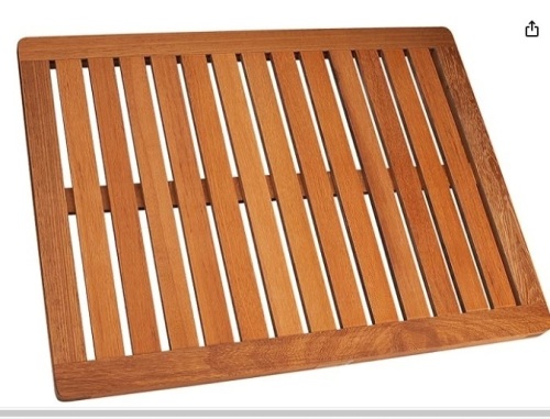 Wooden Teak Bath Mat for Bathroom Luxury Shower, Non-Slip Sturdy Water Proof Floor Mat for Spa Home & Outdoor, Brown, 24.5"x18.5", Oil Finished $35.99 - Lot 184