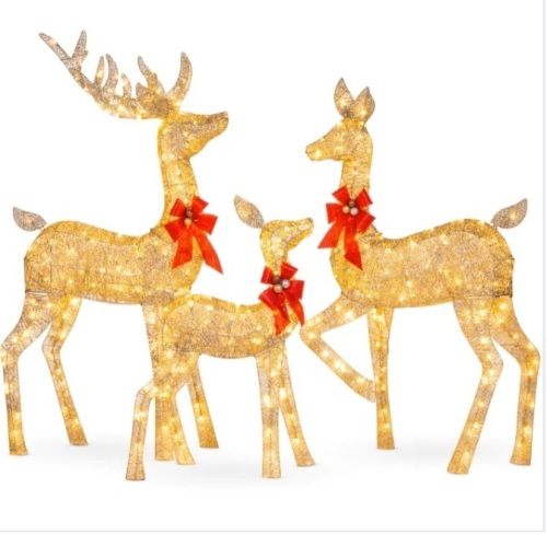 3-Piece Lighted Christmas Deer Set Outdoor Decor with LED Lights $349.99 - Lot 162