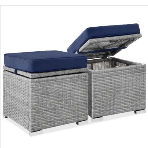 Set of 2 Wicker Ottomans, Multipurpose w/ Removable Cushions, Steel Frame $159.99 - Lot 192