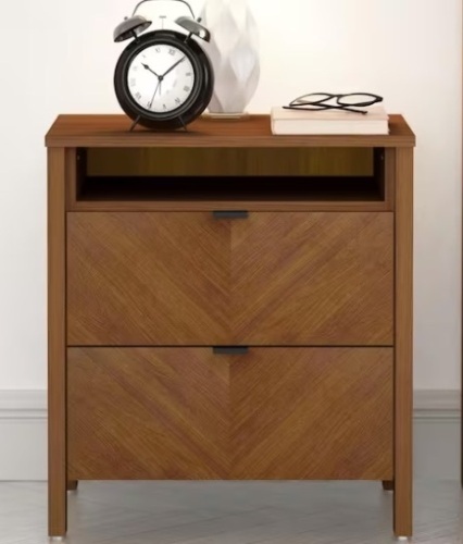 2-Drawer Amber Walnut Nightstand Sidetable (22.7 in. H x 20.9 in. W x 15.7 in. D) - Lot 23