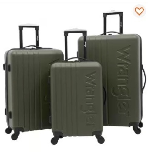 https://www.homedepot.com/p/Wrangler-3-pc-Dark-Sage-Hardside-Embossed-Vertical-Luggage-W-360-Spinner-Wheels-WR-A1603-340/327583720 - Lot 25