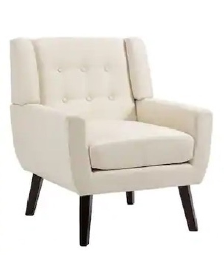 Mid-Century Modern Button White Accent Arm Chair - Lot 31