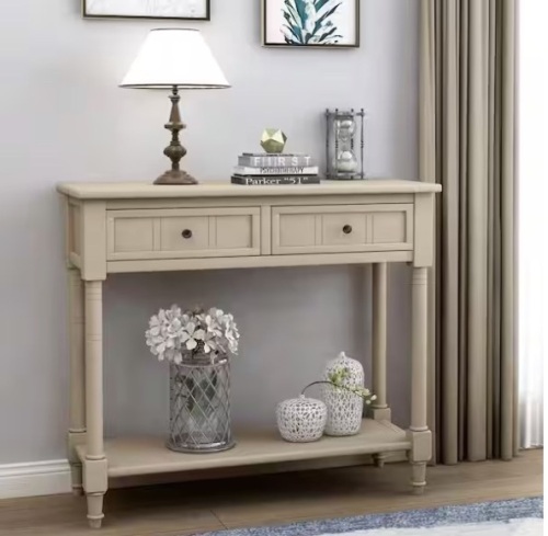 36 in. Gray Rectangle Wood Console Table with 2-Drawers - Lot 33