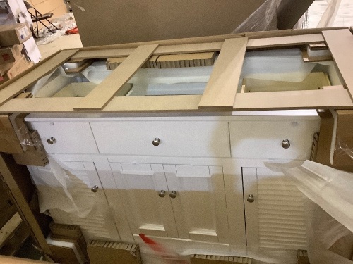 cottage 48 in w x 21.5 in deep x 34 in high bath vanity cabinet without top in white - Lot 35
