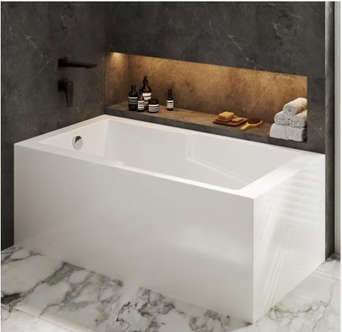 Claire 60 in. Acrylic Left-Hand Drain Rectangular Alcove Bathtub in Glossy White - Lot 36