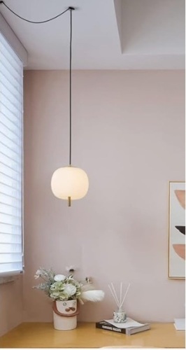 JC TOPA 16ft Mid Century Pendant Light Fixture, White Frosted Glass Globe Hanging Light with Dimmable Switch and Plug for Kitchen Island, Dining Room, Bedroom Room, Living Room $63.99 - Lot 555