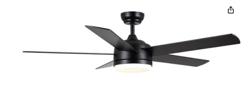 YUHAO 52 inch Black Ceiling Fan with Lights and Remote Control,Dimmable tri-Color temperatures LED,Quiet Reversible Motor,5 Blades Modern Ceiling Fans for Indoor. $159.99 - Lot 360