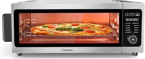 Air Fryer Toaster Oven Combo - Fabuletta 10-in-1 Countertop Convection Oven 1800W, Flip Up & Away Capability for Storage Space, Oil-Less Air Fryer Oven (Silver) - Lot 574