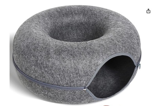 Large Cat Tunnel Bed for Indoor Cats Scratch Resistant Donut Cat Bed, Up to 30 Lbs (L 24x24x14, Dark Grey) $56.89 - Lot 494