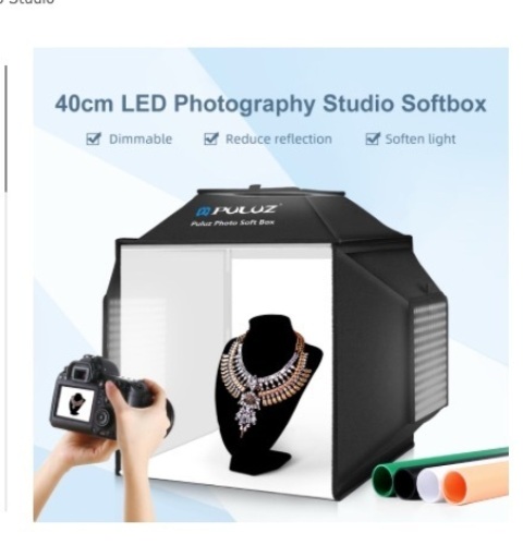 PULUZ 40cm Folding 72W 5500K Studio Shooting Tent Soft Box Photography Lighting Kit with 4 Colors (Black, Orange, White, Green) Backdrops - Lot 491