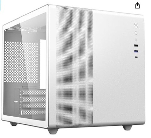 Litelong Micro ATX PC Case Gaming Computer Case with Airflow Panel Tempered Glass Case for PC (White) - Lot 486