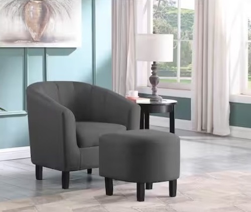 Wesley Dark Grey Tub Chair with Ottoman $160.35 - Lot 39