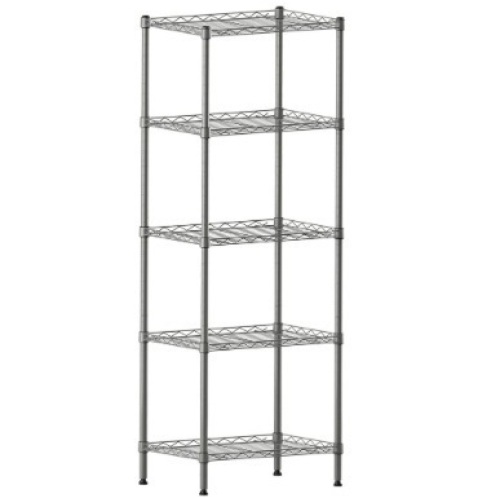 48" 5 Wire Shelving Metal Rack Adjustable Unit Storage Shelves for Laundry Bathroom Kitchen Pantry Closet Silver - Lot 451a