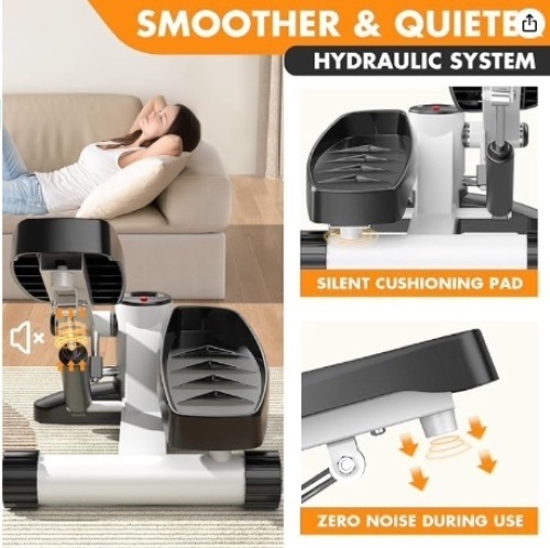 Mini Mute The Sound Stair Stepper,300LBS Loading Capacity, with LCD Monitor Floor mat Resistance Rope Hydraulic Fitness Stepper for Home Desk or Office Workouts $74.99 - Lot 463