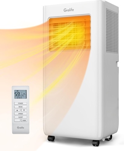 Portable Air Conditioners,Grelife 8000BTU 4-in-1 AC Unit with Fan,Heat&Dehumidifier,Powerful Cooling up to 350 sq.ft,Portable AC with Smart/Sleep Mode,LED Display,Remote Control,48dB Quiet,24H Timer - Lot 9220