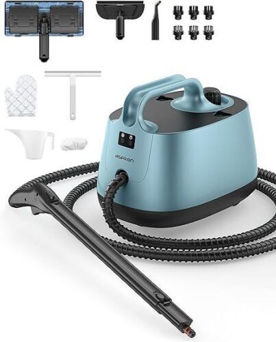 Steamer for Cleaning, Aspiron Multipurpose Portable Canister Steamer with 21 Accessories, Chemical-free, Steam Cleaner Carpet and Upholstery Floors Car Kitchen Tiles, 1.5L - Lot 9200e