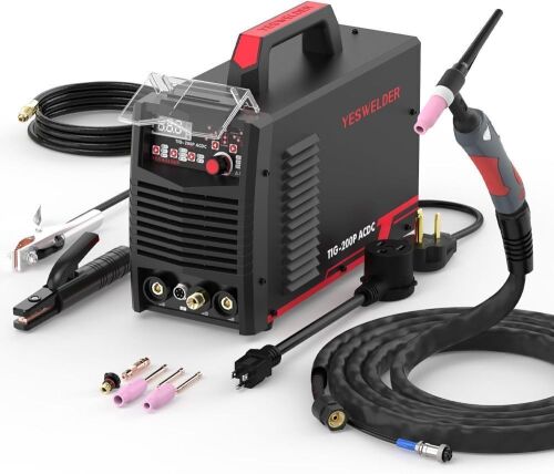 YESWELDER 200A AC/DC Aluminum Tig Welder with Pulse, Digital Inverter STICK/TIG 110/220V Dual Voltage TIG Welding Machine TIG-200P ACDC - Lot 9207