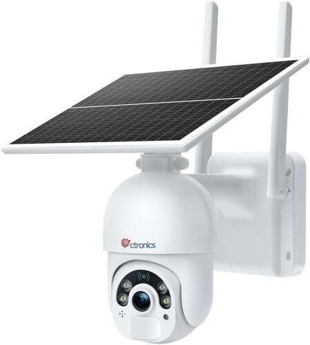 Ctronics 2K 3MP Solar Security Camera Wireless Outdoor WiFi - Lot 225