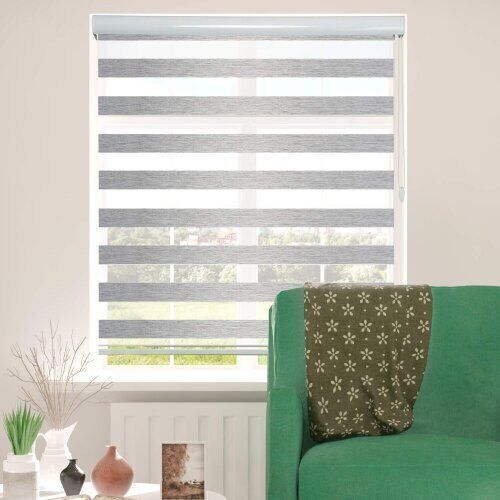 SHADESU Zebra Blind Roller Shades, Grey 72" x 80"  - Lot 682