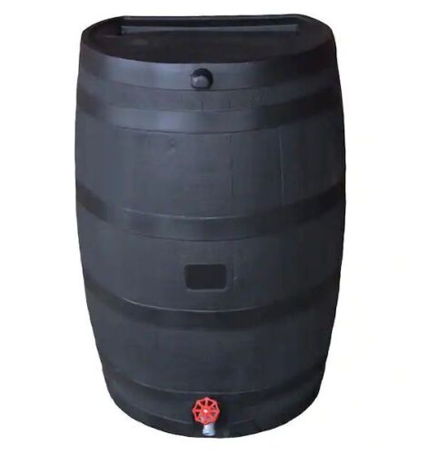 RTS Home Accents 50 Gal. Rain Barrel Black Colour with Plastic Spigot  - Lot 567