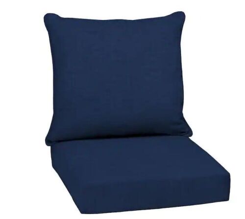 Lot of (4) Arden Selections 24 in. x 24 in. 2-Piece Deep Seating Outdoor Lounge Chair Cushion in Sapphire Blue Leala - Lot 573