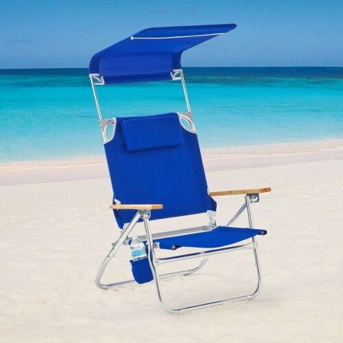 Mainstays Reclining Comfort Height Backpack Canopy Beach Chair - Lot 553