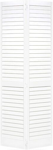 Kimberly Bay Closet Door, Bi-fold, Louver Plantation Primed White, 30x80 - Lot 514