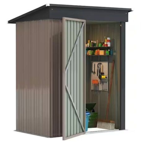 Tozey 3 ft. W x 5 ft. D Outdoor Metal Lockable Storage Shed, 14.5 sq ft - Lot 65