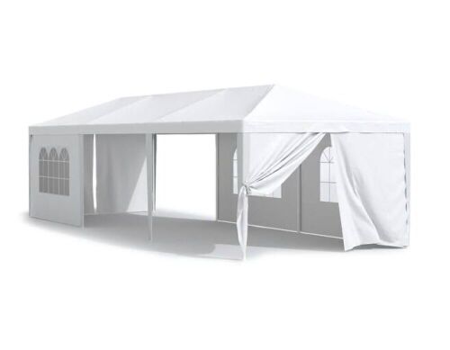 10 ft. x 30 ft. White Outdoor Gazebo Wedding Party Tent with Removable Sidewalls - Lot 383