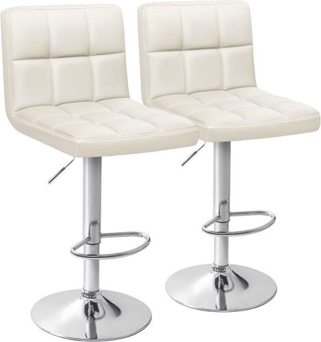 PU Leather Adjustable Swivel Barstools, Set of 2  - Lot 385