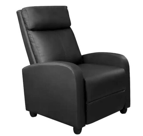 LACOO Black Single Recliner Chair Padded Seat PU Leather  - Lot 64