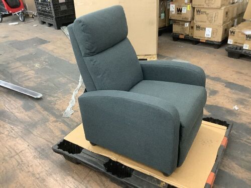 Blue Single Push Back Recliner Chair  - Lot 399