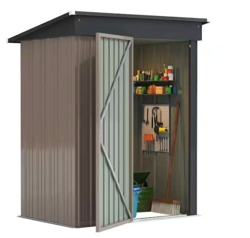 Tozey 3 ft. W x 5 ft. D Outdoor Metal Lockable Storage Shed, 14.5 sq. ft. - Lot 37