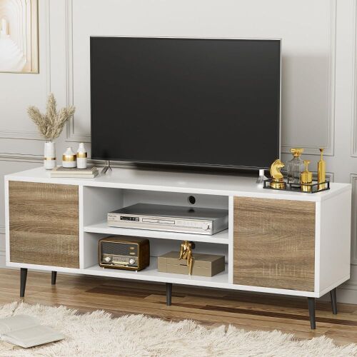 YESHOMY 58" Modern TV Stand with Two Storage Cabinets for TV up to 65"  - Lot 395
