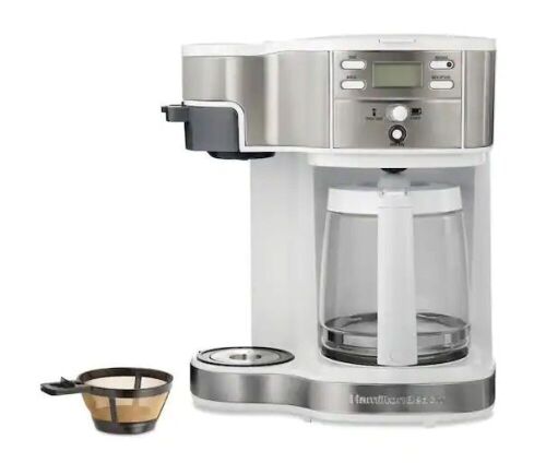 Hamilton Beach 2-Way 12-Cup White Programmable Drip Coffeemaker with Single Serve - Lot 479