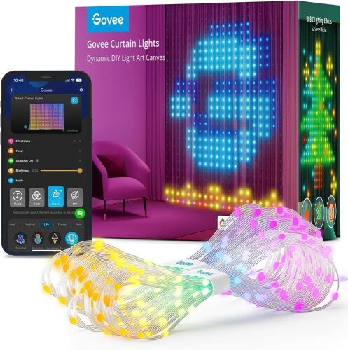 Govee WiFi Smart Curtain Lights, 5 x 6.6ft, 520 RGBIC LEDs - Lot 485