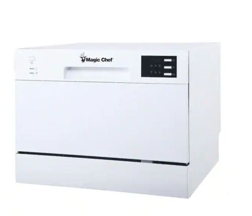 Magic Chef 21 in. White Electronic Countertop 120-volt Dishwasher with 6-Cycles, 6 Place Settings Capacity - Small Dents - Lot 61