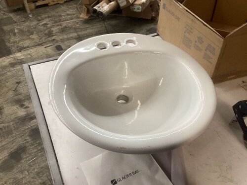 Glacier Bay Drop-In Bathroom Sink in White - Lot 436