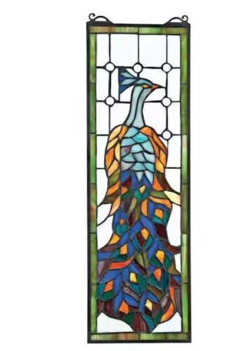 Design Toscano Pleasant Peacock Stained Glass Window Panel  - Lot 446