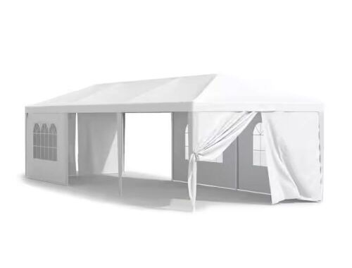 10 ft. x 30 ft. White Outdoor Gazebo Wedding Party Tent with Removable Sidewalls  - Lot 402