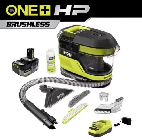 RYOBI ONE+ HP 18V Brushless Cordless SWIFTClean Mid-Size Spot Cleaner with 4.0 Ah Battery and Charger - Lot 49