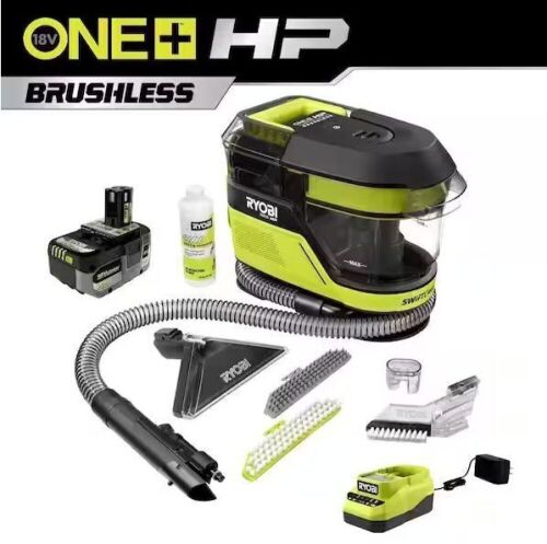 RYOBI ONE+ HP 18V Brushless Cordless SWIFTClean Mid-Size Spot Cleaner with 4.0 Ah Battery and Charger - Lot 620