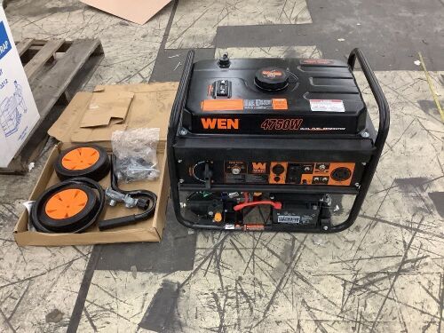 WEN DF475T 4,750/3,800-Watt 120-Volt/240-Volt Dual Fuel Gasoline and Propane Powered Electric Start Portable Generator w/ Wheel Kit - Bent Handle - Lot 78
