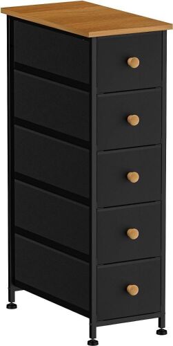 Narrow Dresser Storage Tower with 5 Fabric Drawers - Lot 115