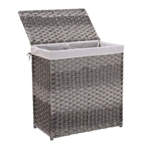 Laundry Hamper with Lid, Gray - Lot 457