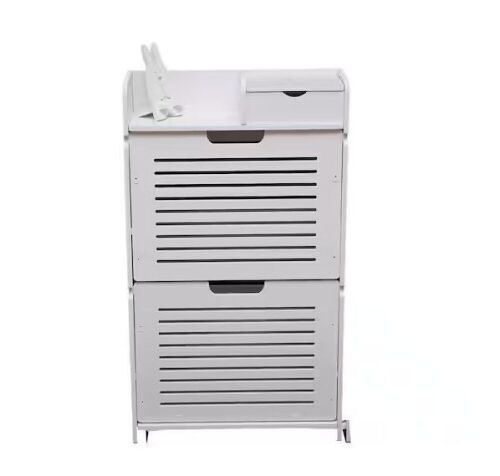 Fee-Standing White PVC Shoe Storage Cabinet - Lot 449