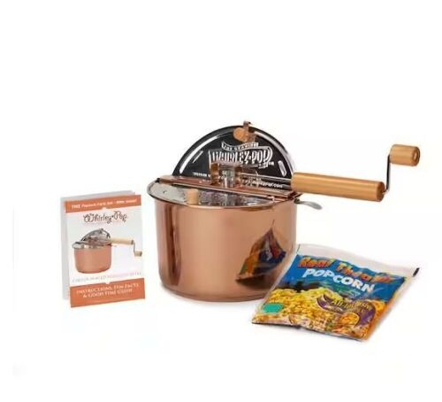 Whirley Pop 6 qt. Copper Plated Stainless Steel Stovetop Popcorn Popper  - Lot 130