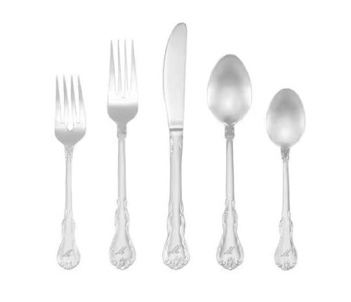 RiverRidge Home Bouquet Monogrammed Letter M 46-Piece Silver Stainless Steel Flatware Set, Service for 8 - Lot 134