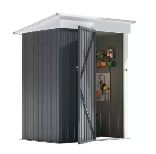 Tozey 5 ft. W x 3 ft. D Outdoor Metal Storage Shed, 15 sq. ft. in Gray - Lot 70