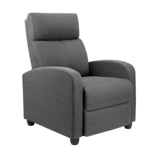 Thick Padded Push Back Fabric Recliner - Lot 72